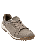 Zapatilla de cuero taupe, diseño versátil y cómodo para un estilo de vida dinámico.