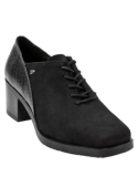 Zapato negro de cuero para mujer, estilo atemporal con forro de poliuretano y caña de 5.7 cm.