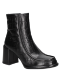 Botín negro de cuero para mujer, acabado premium, perfecto para un estilo glamoroso.