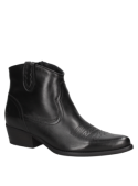 Botín vaquero negro de cuero para mujer, elegante y cómodo para el día a día.