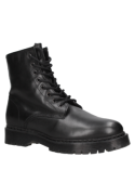 Botín negro estilo militar, cuero resistente, ideal para actividades al aire libre en otoño o invierno, estilo alternativo.