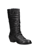 Bota negra de mujer con suela resistente, adecuada para diversas superficies, garantizando buena tracción y durabilidad.