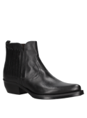 Botín Chelsea de cuero negro para mujer, con diseño audaz y taco bloque de 5 cm.