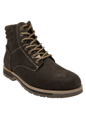 Botín marrón de cuero gamuzado para hombre, con cuello acolchado y suela gruesa, ideal para estilo urbano.