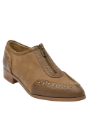 Zapato de mujer camel Zappa J372 de cuero con punta puntiaguda y taco plano de 2.5 cm.