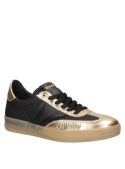 zapatilla dorada de cuero para mujer con diseño casual y vanguardista