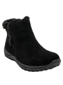 Elegante botín negro de cuero para mujer, versátil y protector en estilo casual.