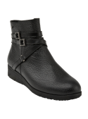 Botín negro de cuero para mujer, caña de 11 cm, perfecto para uso diario.