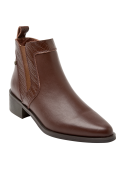 Botín de cuero marrón para mujer, estilo Chelsea, con diseño auténtico y versátil.