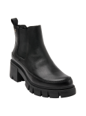 Botín Chelsea negro de mujer, material cuero/textil, altura de caña 11.5 cm.