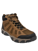 Calzado outdoor para hombre, cuero café, con diseño funcional y sistema de amarre seguro, adecuado para excursiones.