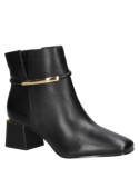 Botín negro de cuero para mujer, diseño elegante y moderno con caña corta, ideal para estilos casuales y formales.