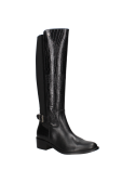 Bota negra de cuero para mujer, mezcla de tradición y modernidad, perfecta para otoño e invierno.