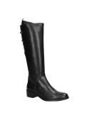 Bota de mujer en cuero negro, diseño limpio y atemporal, cierre discreto, perfecta para ocasiones casuales o semi-formales.