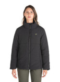 Parka mujer negra casual, 100% nylon reciclado, ideal para actividades de invierno.