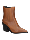 Botín Chelsea camel de mujer, estilo vaquero, 100% cuero, con paneles elásticos para un calce fácil.