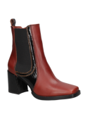 Botín de mujer en cuero camel, corte a tobillo con ajuste elástico, confort y estilo para ocasiones semi-formales.