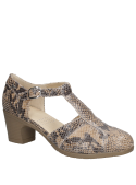 Calzado casual de cuero pitón para mujer con altura de caña de 5.7 cm y taco bloque.