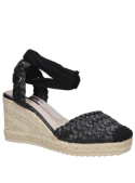 Alpargata negra de mujer estilo casual Pollini K325 con taco cuña de 5 cm y punta redonda.
