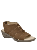 Calzado de cuero café femenino, ideal para días calurosos, diseño anatómico y cómodo para uso prolongado.