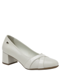 Elegante zapato de cuero blanco para mujer, ideal para cualquier ocasión, con forro de poliuretano.