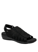 Sandalia de cuero negro para mujer, diseño cómodo y anatómico, ideal para el verano.