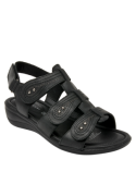 Sandalia de cuero negro para mujer, diseño casual, ideal para el verano, con forro de poliuretano.