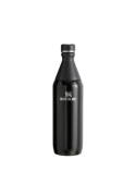 Botella Stanley negra, diseño outdoor para niños, perfecta para excursiones y deportes al aire libre.