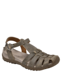 Sandalia de cuero marrón para mujer, estilo casual con taco plano de 3 cm y suela de excelente agarre.