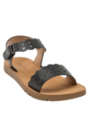 Sandalia negra de niña, diseño casual con forro de PU, perfecta para el parque o la playa.