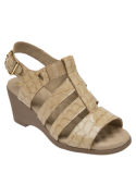 Sandalia de cuero beige para mujer, diseño anatómico y cómodo para uso diario en verano.