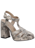 Sandalia de mujer en cuero pitón con taco bloque de 10.5 cm, estilo casual sofisticado.