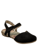 Sandalia de cuero negro para mujer, cómoda y fresca, perfecta para el verano.