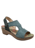 Sandalia de cuero azul para mujer, punta abierta, cómoda y fresca para el verano.