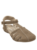 Elegante sandalia casual taupe para mujer, ideal para el verano, con elevación cómoda y estable.