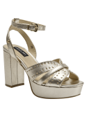 Sandalia de vestir oro con acabado premium en cuero, perfecta para destacar.