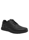 Zapato casual negro de cuero para hombre, con capellada texturizada que aporta robustez y durabilidad.
