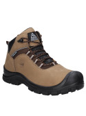 Zapato de seguridad en cuero nobuck beige para hombre con plantilla anatómica intercambiable.