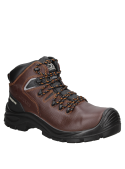Zapato de seguridad café, hombre, plantilla anatómica Poliyou, comodidad prolongada.
