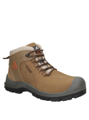 Calzado unisex camel con cordones reflectantes y ajuste seguro para estabilidad laboral.