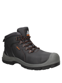 Zapato de seguridad negro para hombre, ganchos de polímero, resistente a hidrocarburos, certificado CESMEC.