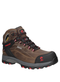 Zapato de seguridad café para hombre, estilo robusto de Panama Jack con cuero nobuck waterproof.
