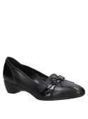 Zapato de cuero negro, casual, con forro suave, para mujer, altura de 4 cm.
