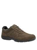 Zapato de cuero taupe para hombre, estilo casual, ideal para uso diario, con cordones clásicos y diseño robusto.