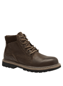 Botín casual marrón de cuero para hombre, con caña alta y cordones tradicionales, ideal para caminatas urbanas.
