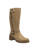 Bota de cuero camel, suela gruesa antideslizante ideal para mayor agarre y estabilidad, tacón de bloque cómodo.