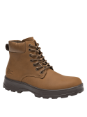 Calzado de cuero camel para mujer, cierre con cordones y soporte al tobillo, ideal para uso diario en la ciudad.