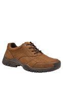 Zapato de cuero camel para hombre, robusto y cómodo, con diseño clásico y práctico para caminar largas distancias.
