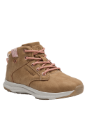 Botín camel casual para niña con cordones y ojales metálicos, ideal para caminatas urbanas con sujeción al tobillo.