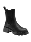 Botín de cuero negro Chelsea para mujer, con diseño sofisticado y construcción robusta para mayor durabilidad.